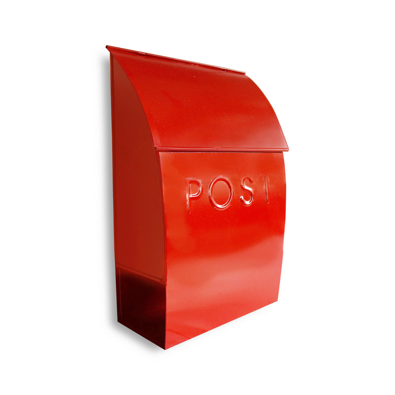 Milano Red Steel Wall Mounted Mailbox with Newspaper Holder