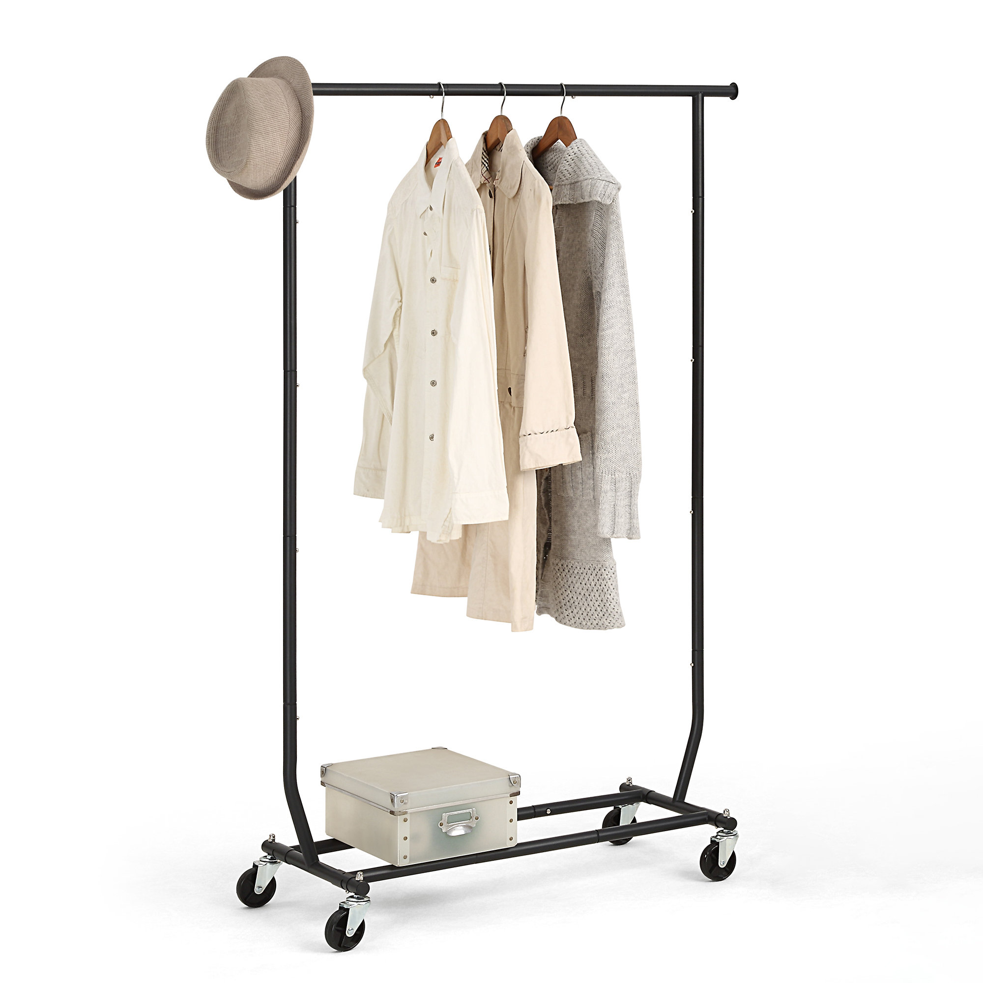 Rebrilliant Martay Single Rod Heavy Duty Rolling Garment Rack | Wayfair