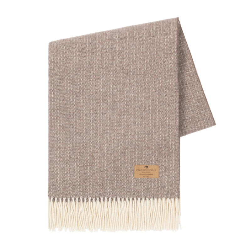 Pinstripe Cashmere/Lambswool Throw, Taupe