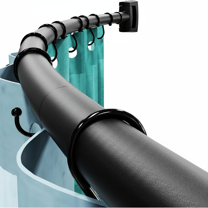 Curved Adjustable Shower Curtain Rod 43-78" – Rustproof, Drilling Required