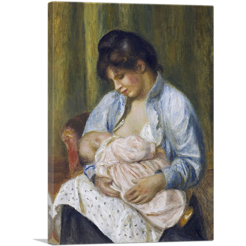 «A Woman Nursing a Child 1894» par Pierre-Auguste Renoir, reproduction d'art sur toile tendue, H 18 po x l 12 po x 1,5 po