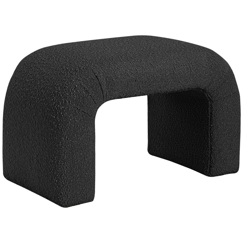Niagara Upholstered Bench, Black Boucle Fabric, 17.5" H x 28" W x 15.5" D