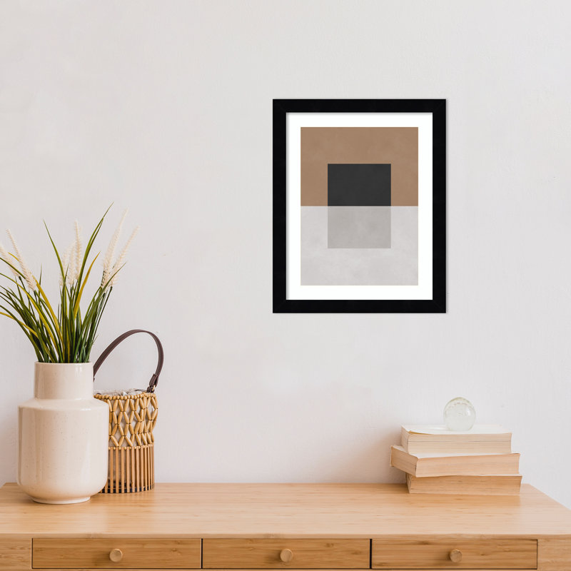 «Black and Brown Blocks» par Pavier Wood, reproduction d'art encadrée, Noir Svelte, H 13 po x l 11 po