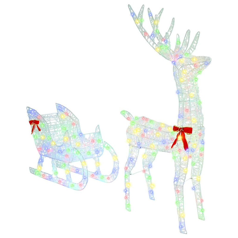 vidaXL Reindeer Pull Sleigh 70 x 26 x 128.5 cm Acrylic, Colourful
