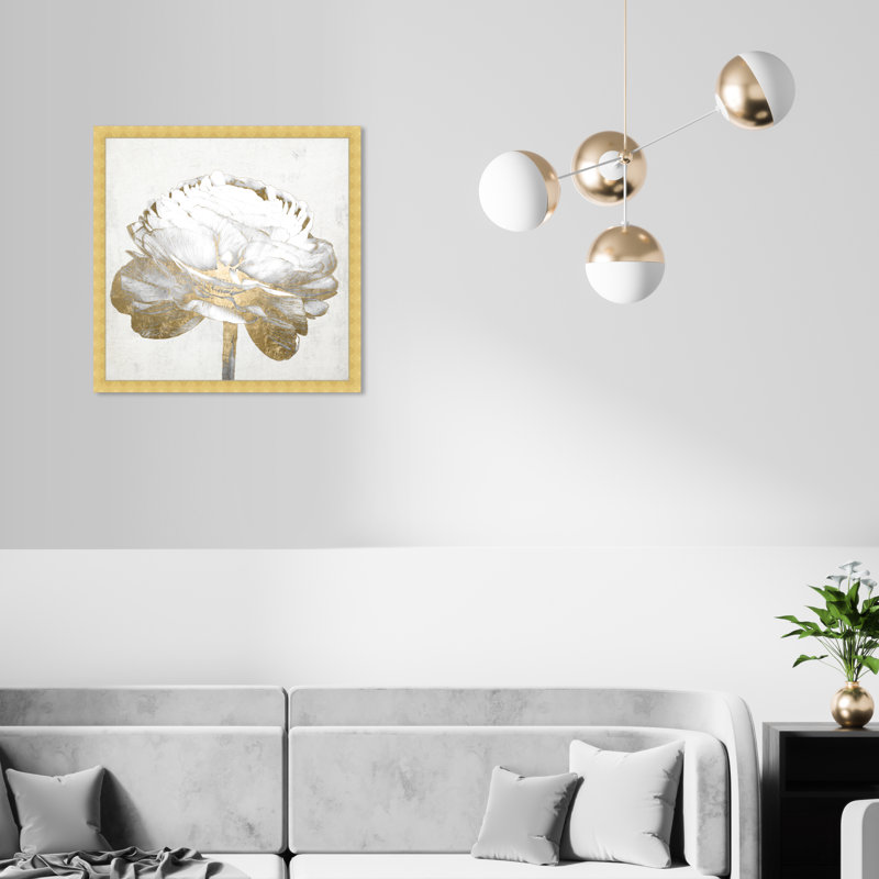 Gold And Light Floral " Gold And Light Floral II White " by Oliver Gal Painting Print, Gold, 22" H x 22" W