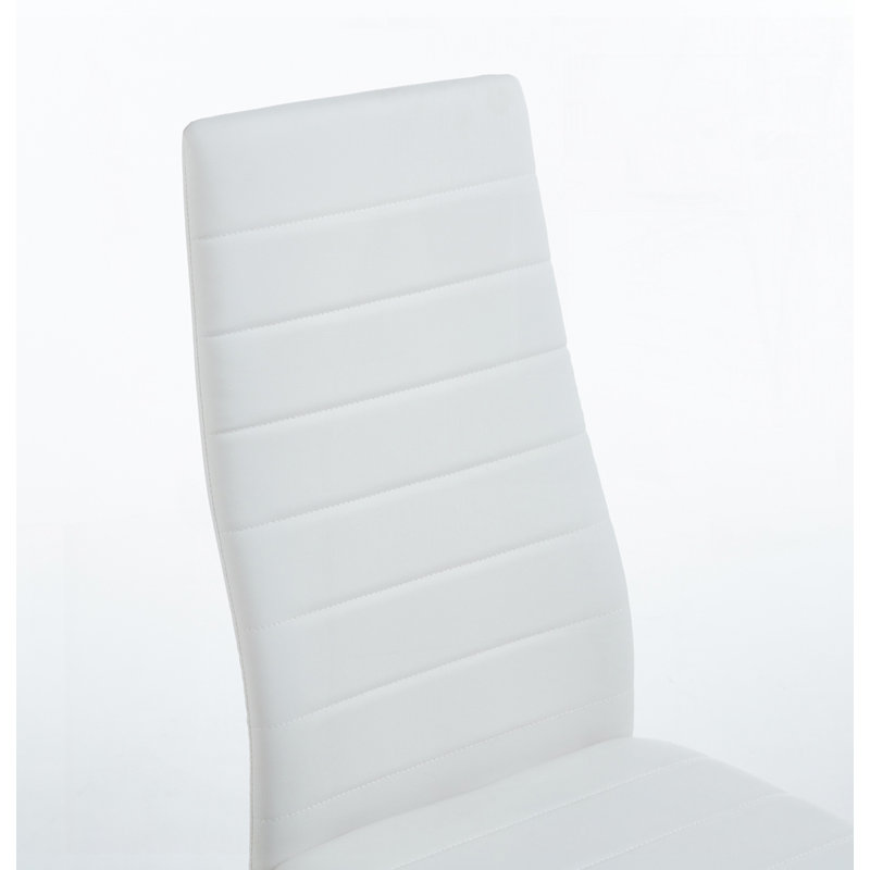 Chaise de salle à manger en cuir PU, chaises de cuisine modernes avec rembourrage doux, Blanc
