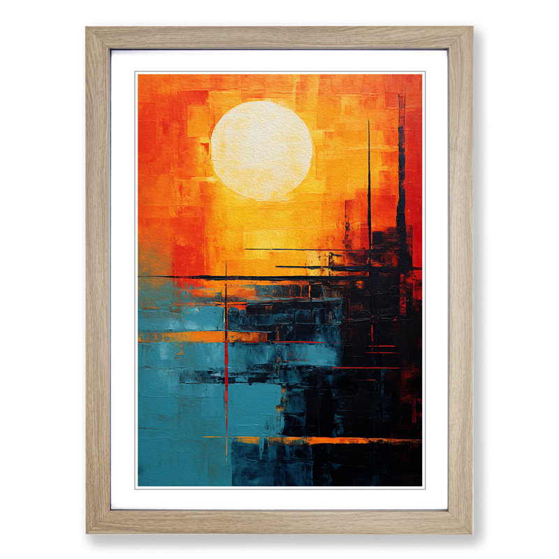 Sunset Abstract No.2 - Framed Print, 46" H x 34" W x 2" D, Oak