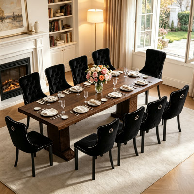 63"–94.5" Extendable Rectangular Dining Table Set with Upholstered Chairs, Rustic Expandable Dining Table and Chair Set for Home Office