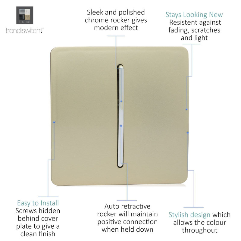 Wall Mounted Light Switch, Champagne Gold