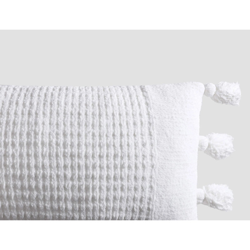 Braided Pom Lumbar Pillow Cover & Insert, Off White