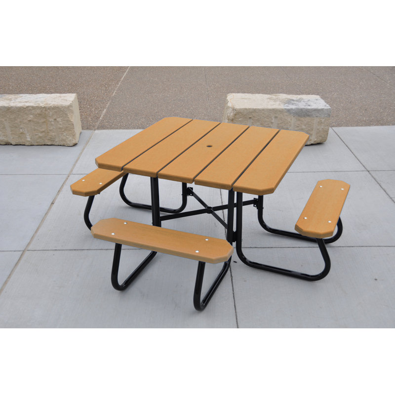 Table carrée Cora ADA, Cèdre, Support en L