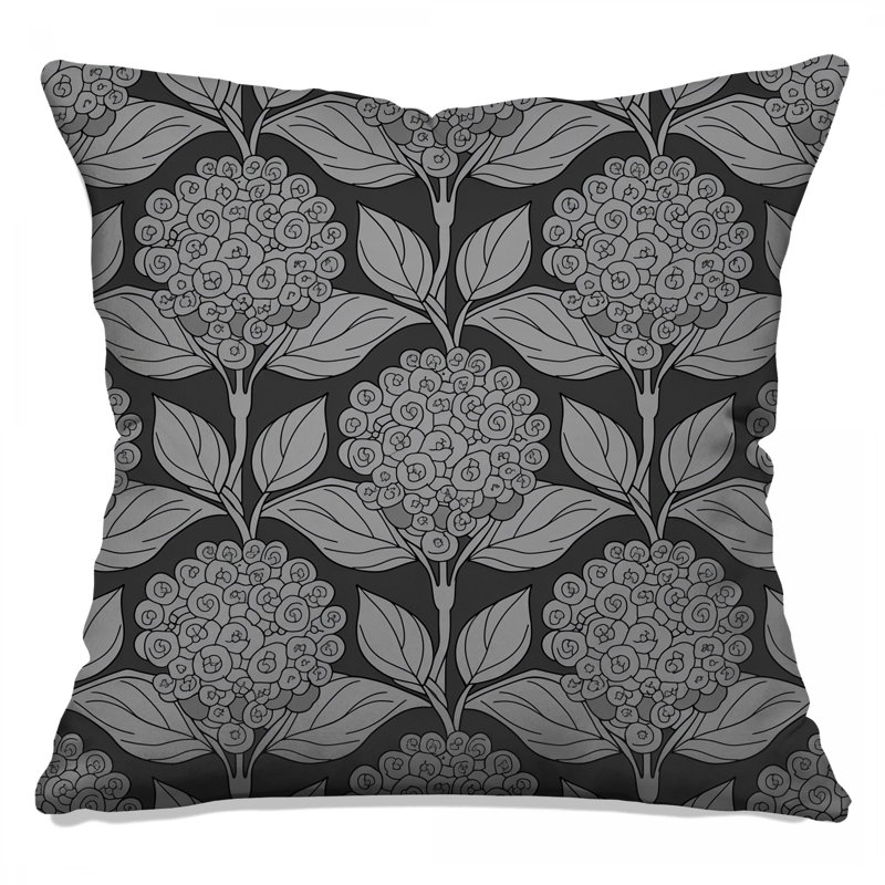 Floral Gray Pattern Double Sided Throw Pillows, 16 x 16 inches