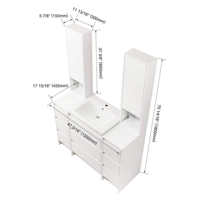 Ensemble de meuble-lavabo élégant 48 po avec 9 tiroirs pour une organisation maximale