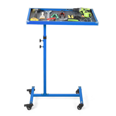 Adjustable Rolling Work Table with Wheels-220LBS Heavy Duty Mobile Workbench, 17X26.7" Rolling Tool Tray for Garage, Mechanic, Tear Down & DIY Projects