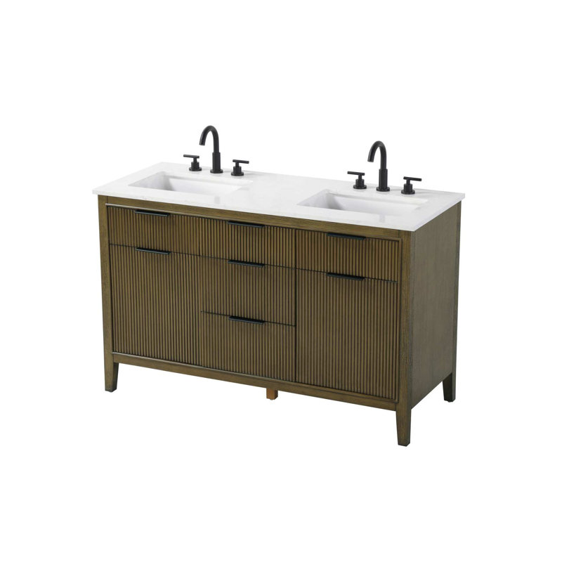 Meuble-lavabo double 54 po en chêne noisette, Noisette chêne