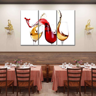 Ensemble de 3 éclaboussures de vin sur toile