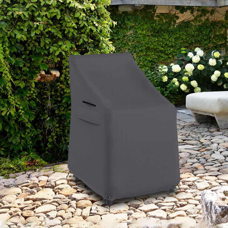 Waterproof High-Back Chair Cover, Heavy Duty Outdoor Furniture Cover With Drawstring, Buckles, Air Vent, Durable Fabric (Black, 35" L X 28W X 35" H)