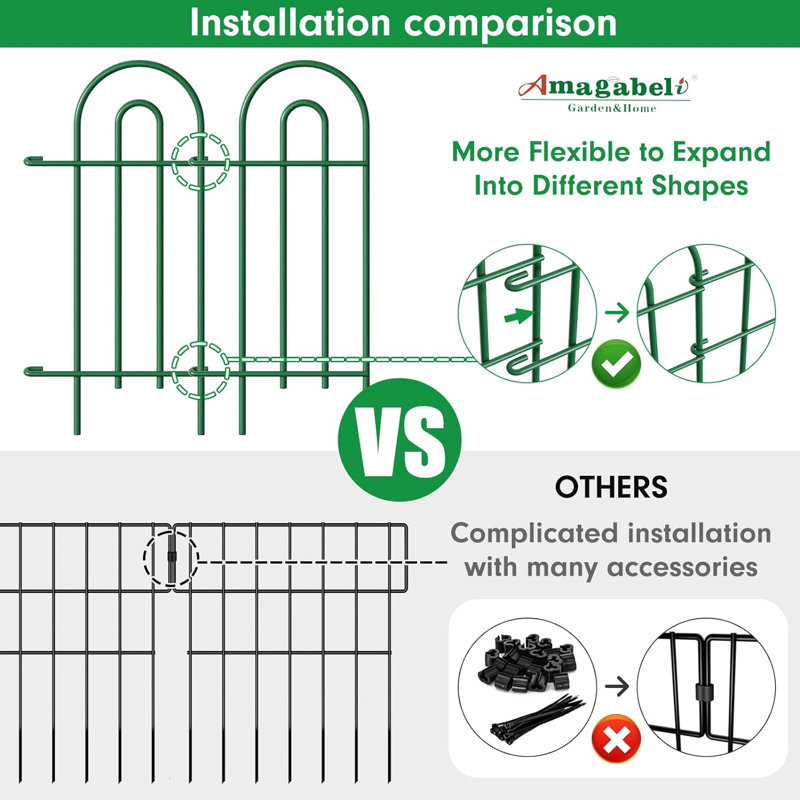 Green Iron Decorative Garden Fence Panels, 32in x 20ft