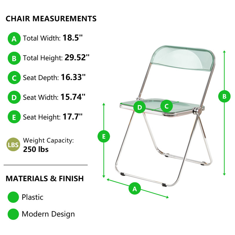 Chaise pliante en acrylique empilable et imperméable, Vert