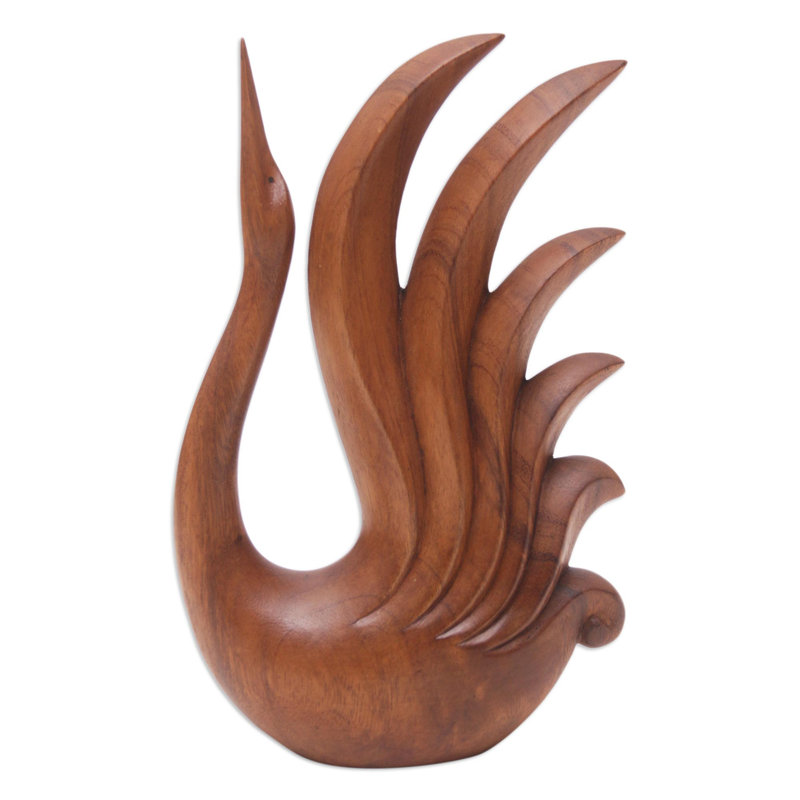 Novica Handmade Divine Swan Wood Sculpture