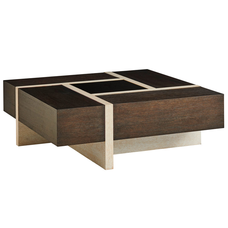 Canyon Mocha 44" Square Wood & Metal Coffee Table with Burnished Bronze Insert