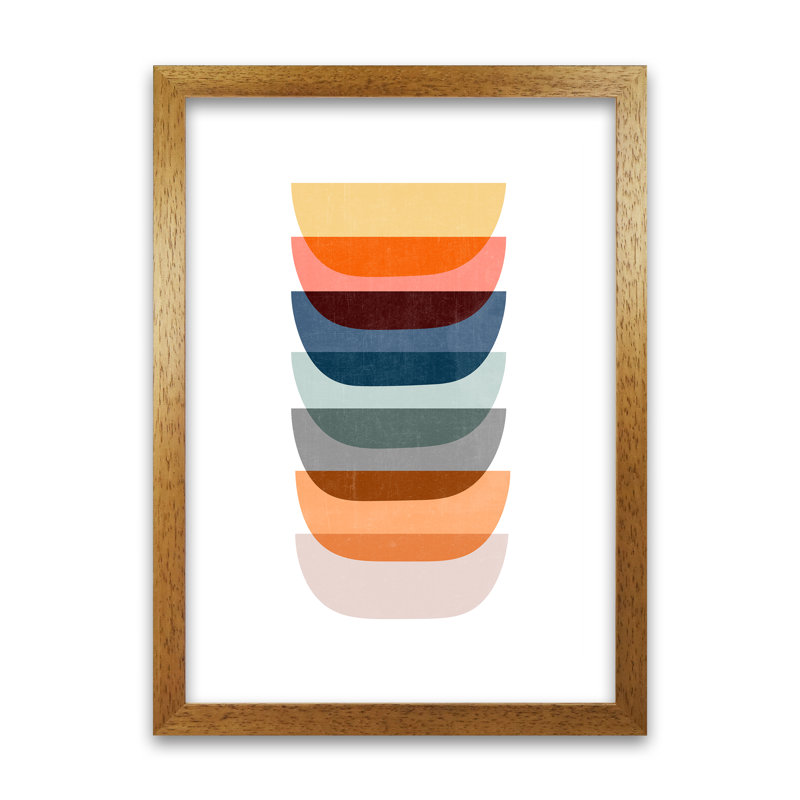 Abstract Mid Century Art C - Print, 42cm H x 30cm W x 3cm D, Oak Frame