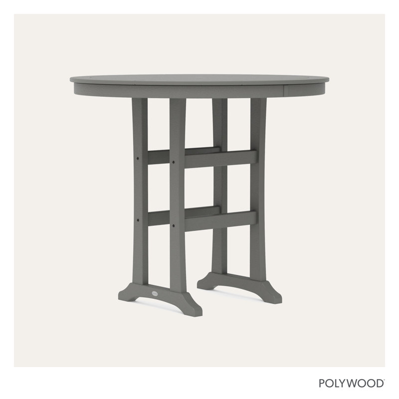 Nautical Trestle  Round Bar Table, Slate Gray, 48" W x 48" L x 42" H