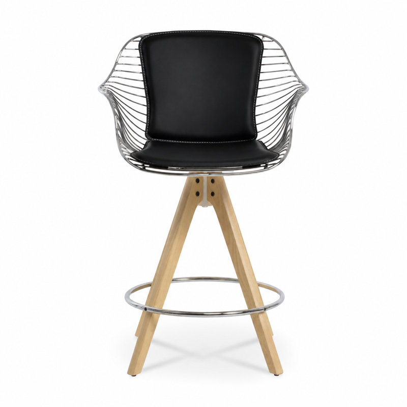 Tabouret Zebra Pyramid, Similicuir os, Naturel / laiton, Tabouret de comptoir (siège d'une hauteur de 26 p
