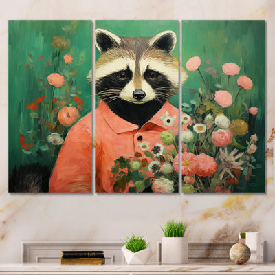 Raton laveur vert en art floral - Raton laveur