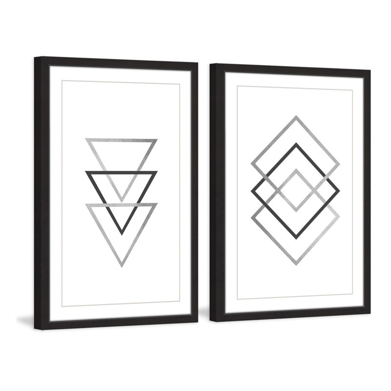 «Three on Three Diptych» par Eyre Tarney - ensemble de 2 reproductions d'art graphique encadrées