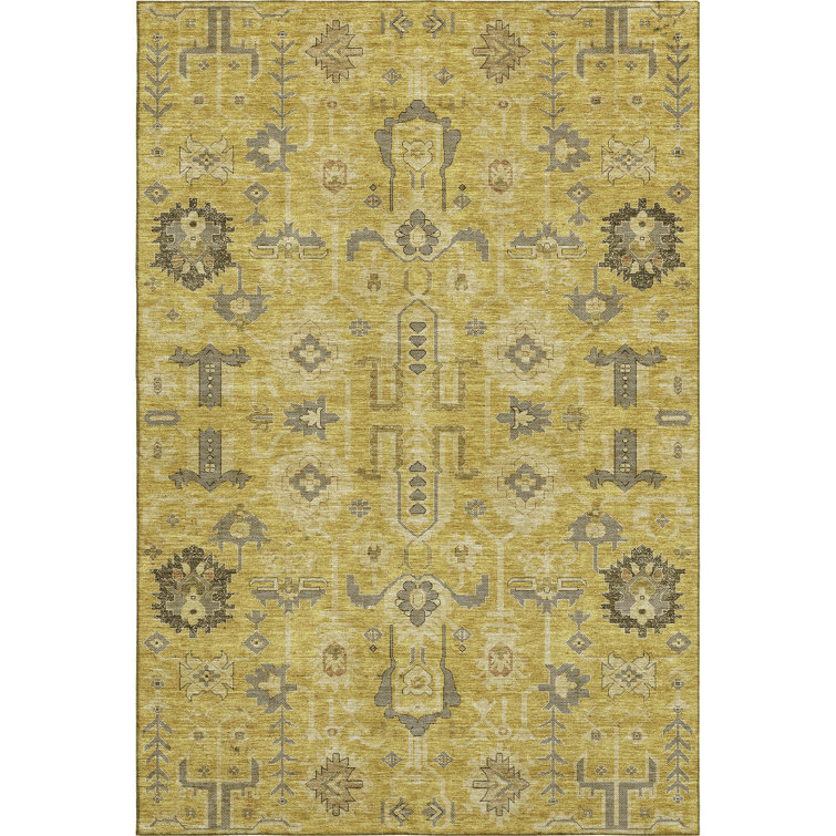 Premium Machine Washable Prisco Gold Rug