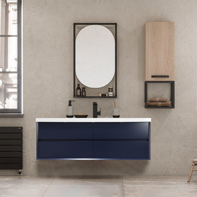 Chilmonik 59.1 " W Wall Mounted 2 Double Vanity Bathroom Vanity With Engineered Stone Top