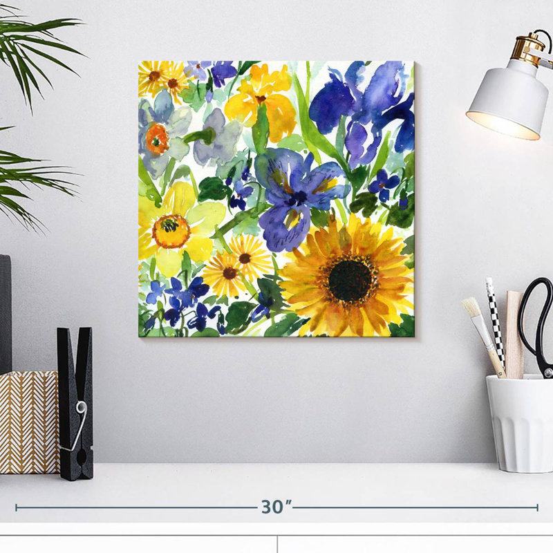 Harnek jonquille iris et tournesol, H 16 po x l 16 po