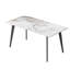 Table de salle à manger 62,99 po en pierre artificielle blanche moderne à bord droit et à pieds en métal noir pouvant accueillir 6 personnes (table de salle à manger seulement)-1808383280