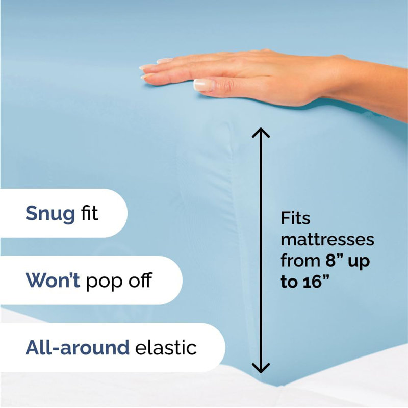 6 Piece Sheet Set, Soft Cooling Bed Sheets, Breathable & Wrinkle Free, Hotel Luxury Bedding, Light Blue