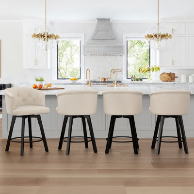 Logan Swivel Counter Stool With Upholstered Seat And Metal Frame, Set Of 4