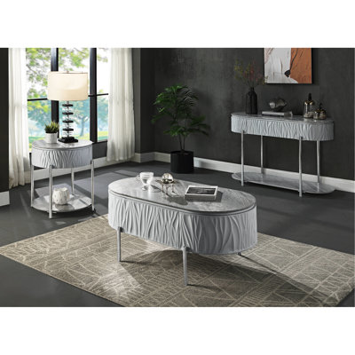 Élégante table basse grise avec plateau ultrabrillant et tiroir