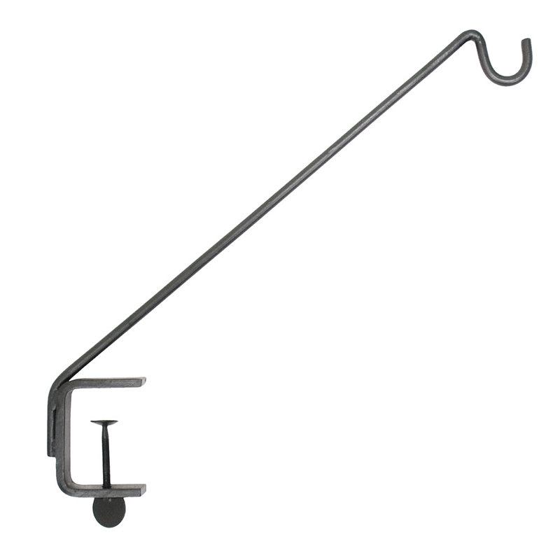 Black Wrought Iron 45 Degree Rail Mount Shepherd Hook