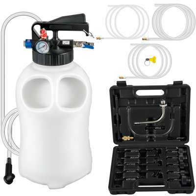 Transmission Fluid Pump 2 Way Manual ATF Refill System Dispenser, Oil And Liquid Extractor 10 Liter Large Capacity, Automatic Transmission Fluid Pump Tool Set With 14 Pieces ATF Filler Adapters