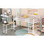 Lit mezzanine simple en métal blanc avec bureau et tablettes - accès facile au design pratique et intégré-1479127931-1479127929