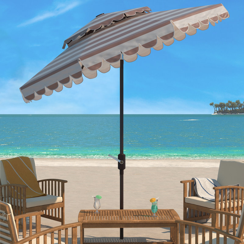 Parasol de plage 8,4 pi Cali, Brun, Beige / Blanc