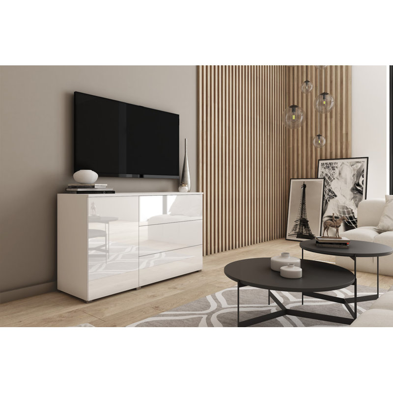 Wander 110cm Sideboard, White/White Glossy