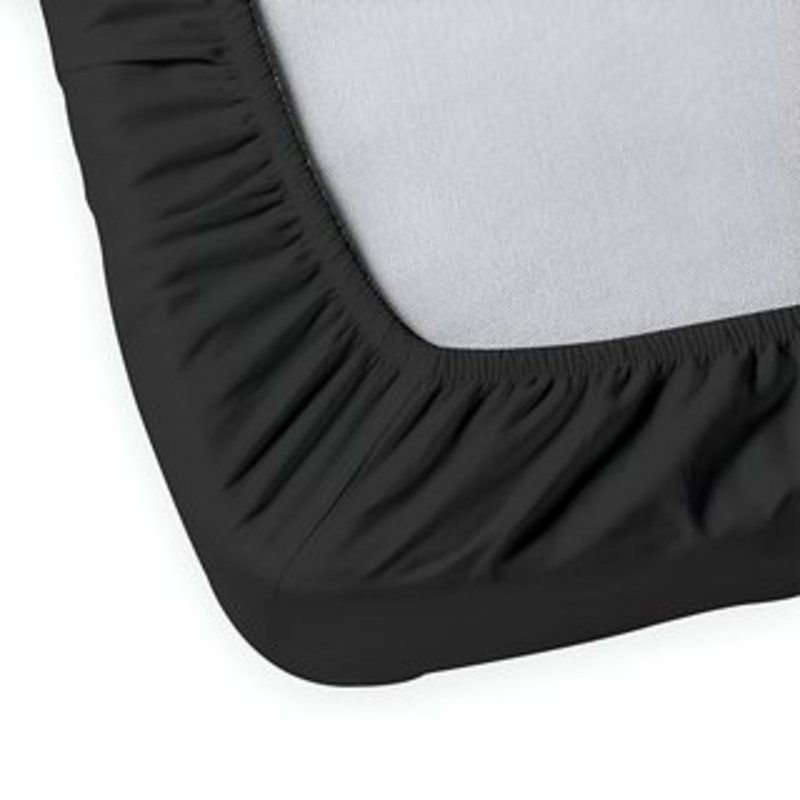400TC Sateen Solid Cotton Fitted Sheet Fits Upto 8" Deep Pocket, Black, Twin Extra Long Fitted Sheet