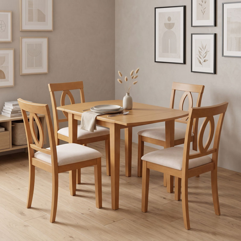 Ensemble de table et de chaises de salle à manger en bois avec rallonge et 4 chaises, Naturel