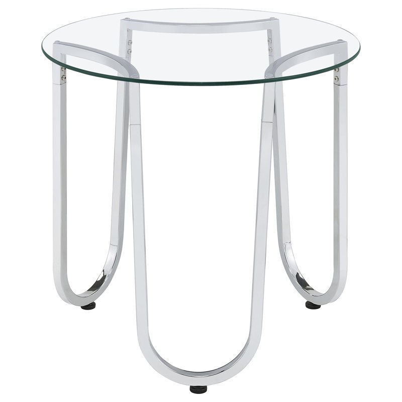 Table d'appoint Dutton | L 23,5 po x l 23,5 po x H 23,75 po | Métal | 1 po | Table de bout | Chrome