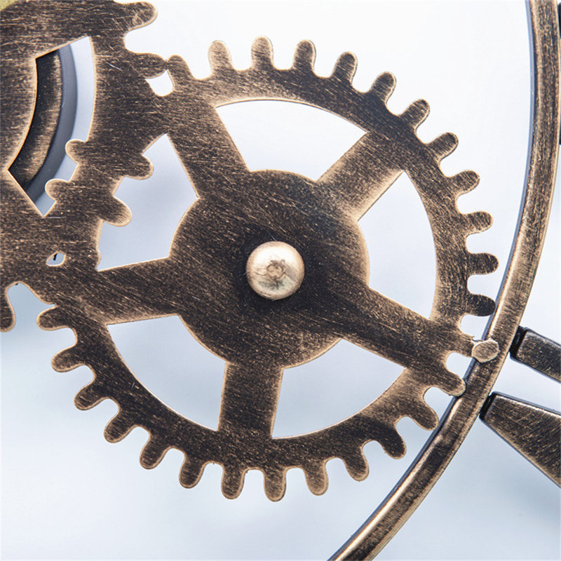Vintage Industrial Wall Clock With Exposed Gears, Rustic Iron Finish, Silent Non-Ticking Mechanism, Perfect For Living Room, Office, Or Study Decor