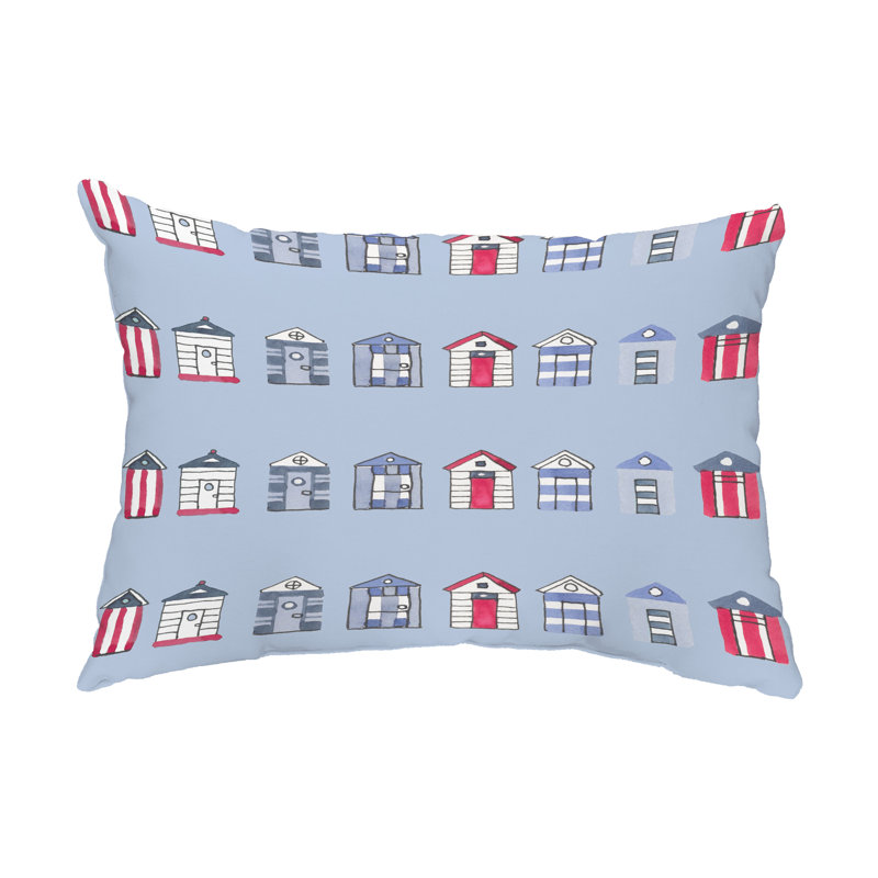 Outdoor Reversible Throw Pillow, Light Blue