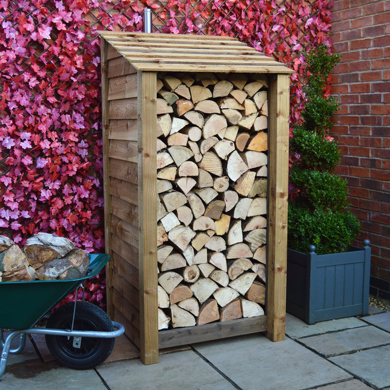 89.5cm W x 80cm D Solid Wood Log Store, Rustic Brown