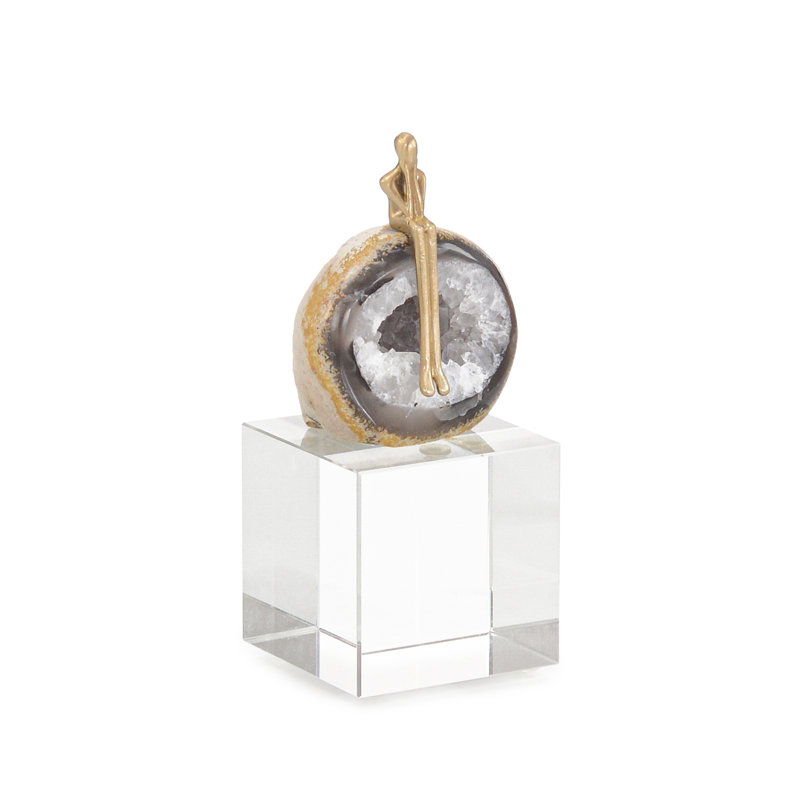 Agate Philosopher Sculpture On Crystal Base, Small