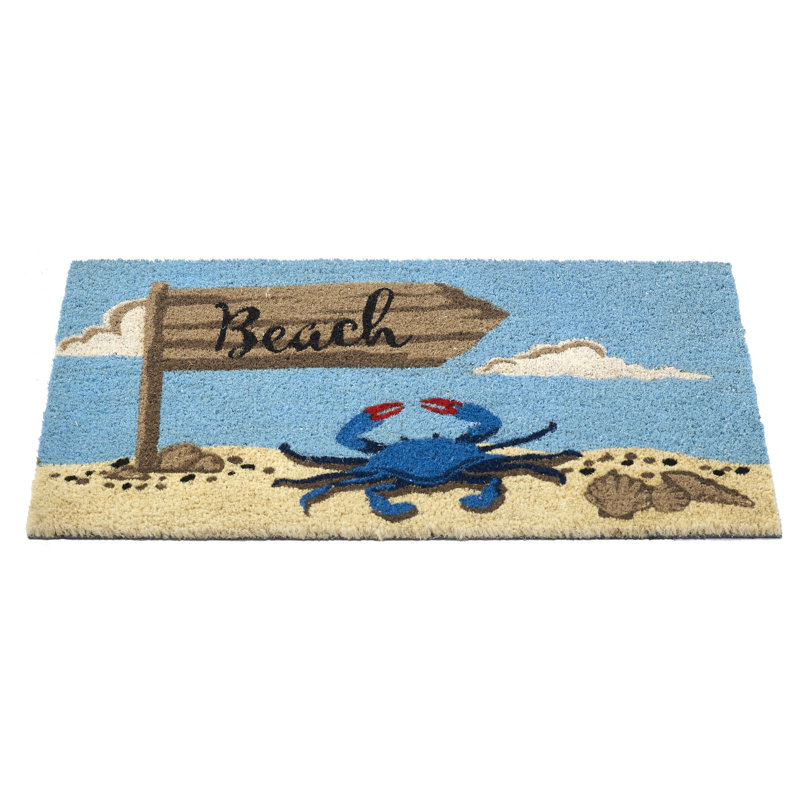 Beach Sign Crab Outdoor Doormat